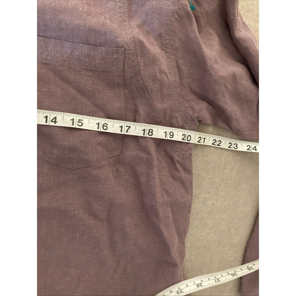 Prana Aster Tunic‎ Women's Sz L New Mauve Hemp Long Sleeve Button Zip Pocket $89 - Picture 8 of 10